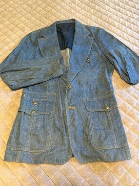 Vintage 1970s Lee Denim Safari Blazer Jacket